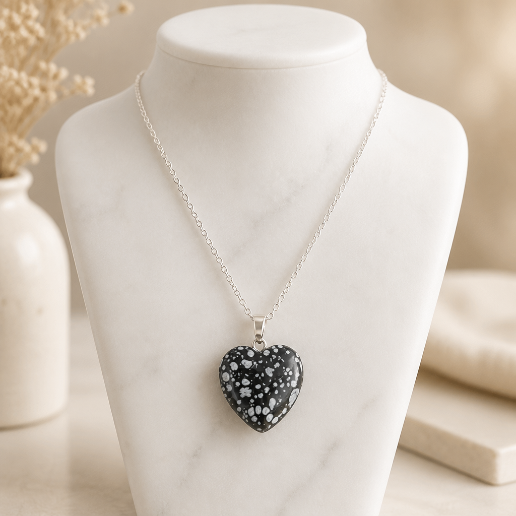 Black Speckled Heart Necklace